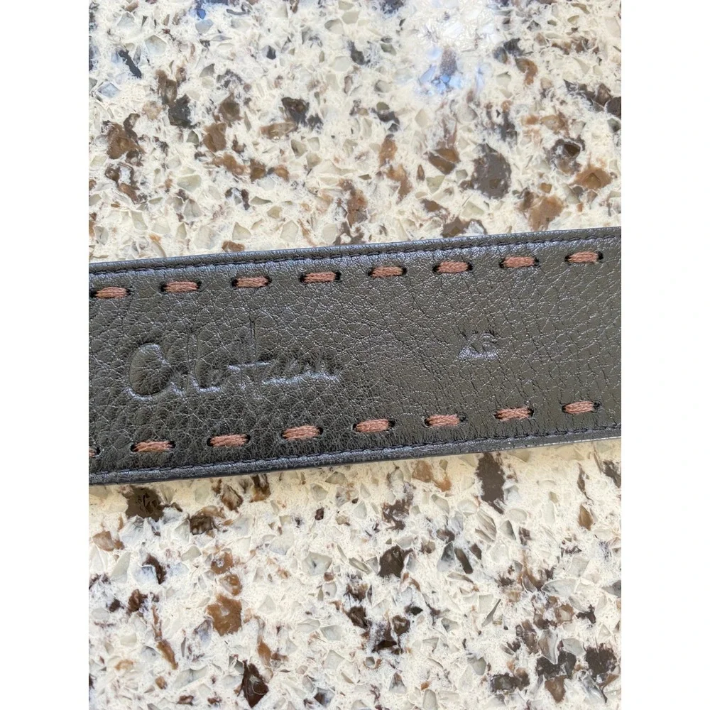 Cole Haan Leather Belt Mens XS Black  Whipstitch Buckle H9